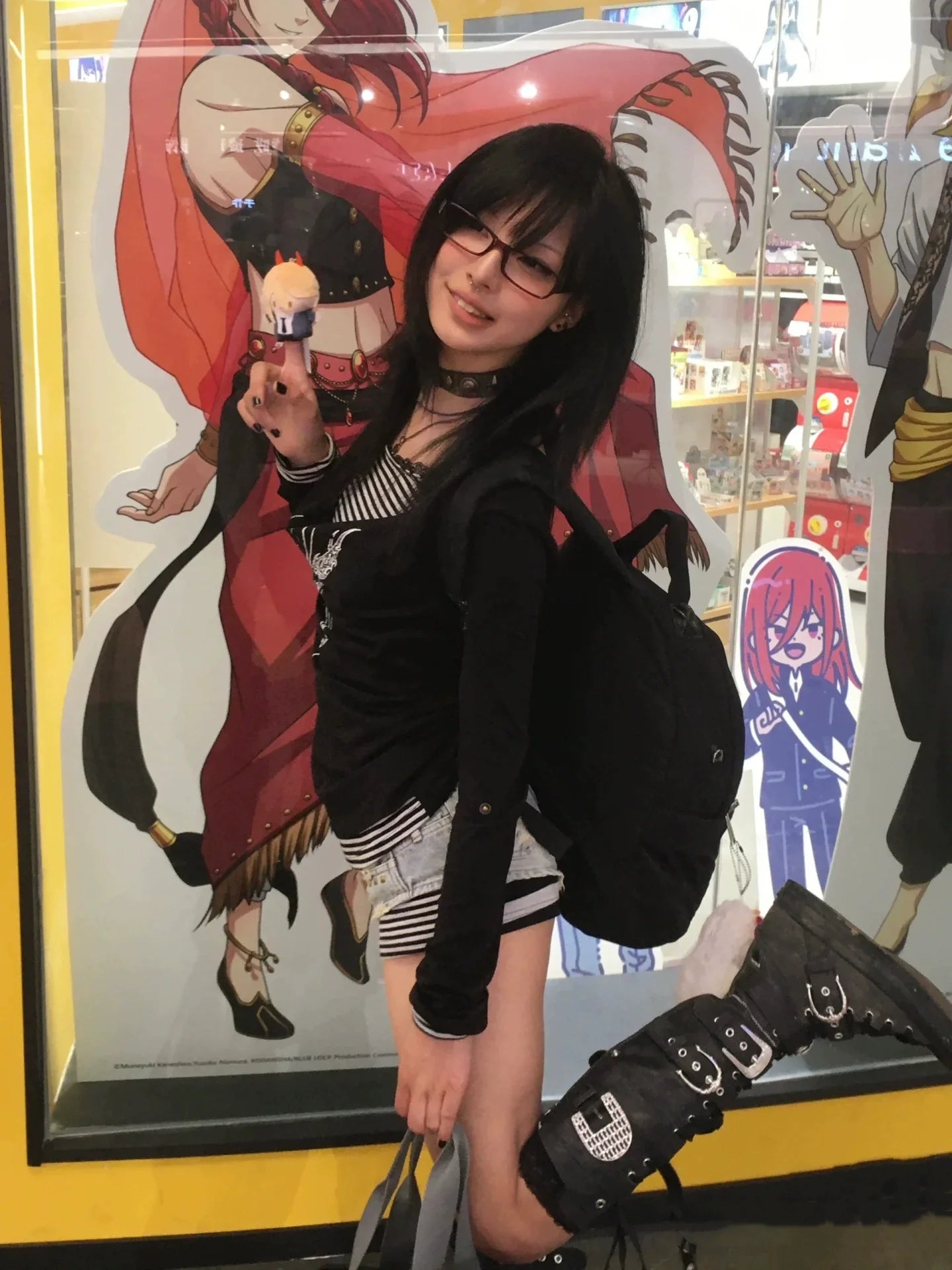 Black Punk Y2K E-girl Draped Neck Fake Two-Piece Print Unique Design Long Sleeve Top