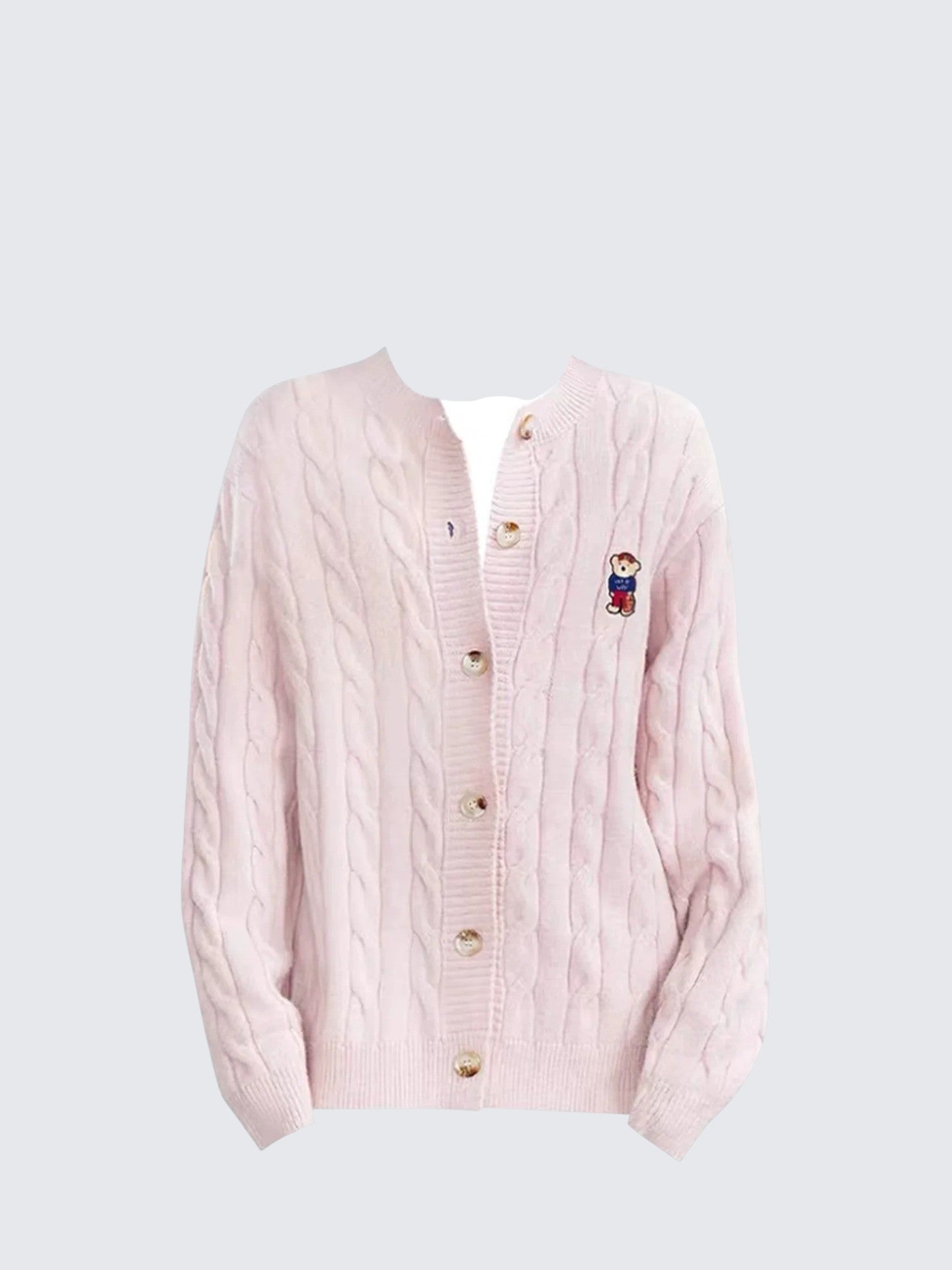 Pink Cable Knit Cardigan