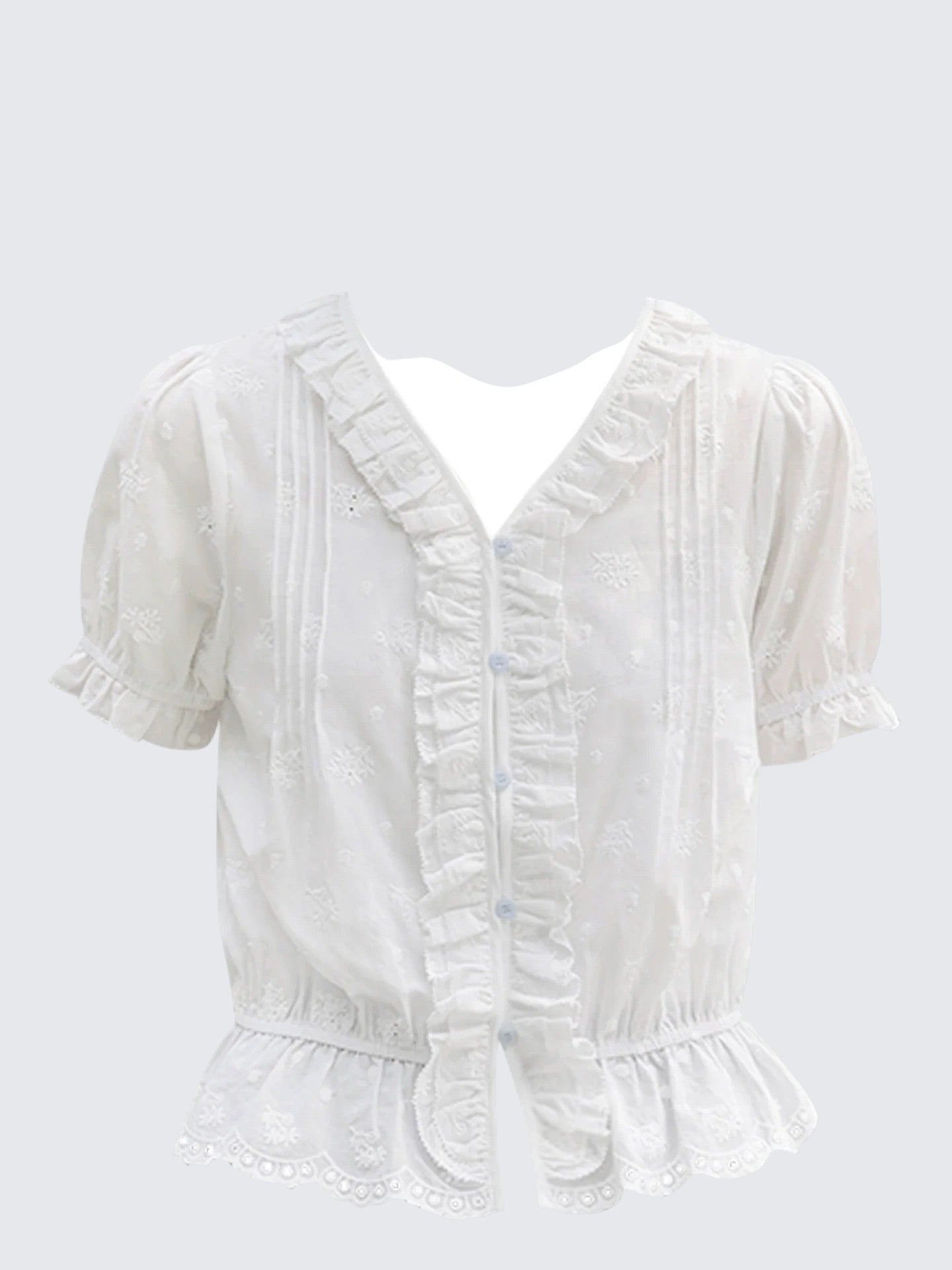 Japanese Vintage Lace V-Neck Shirt