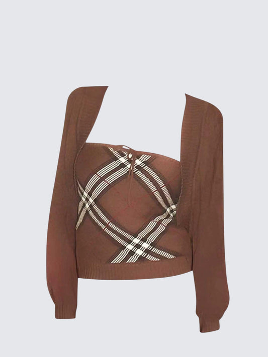 Plaid Bustier Knit Women