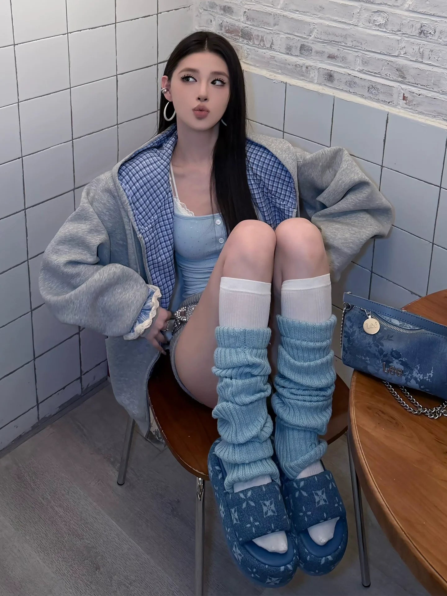 American Vintage Plaid Patchwork Hoodie Jacket 2025 Autumn-Winter Zip-Up Outerwear