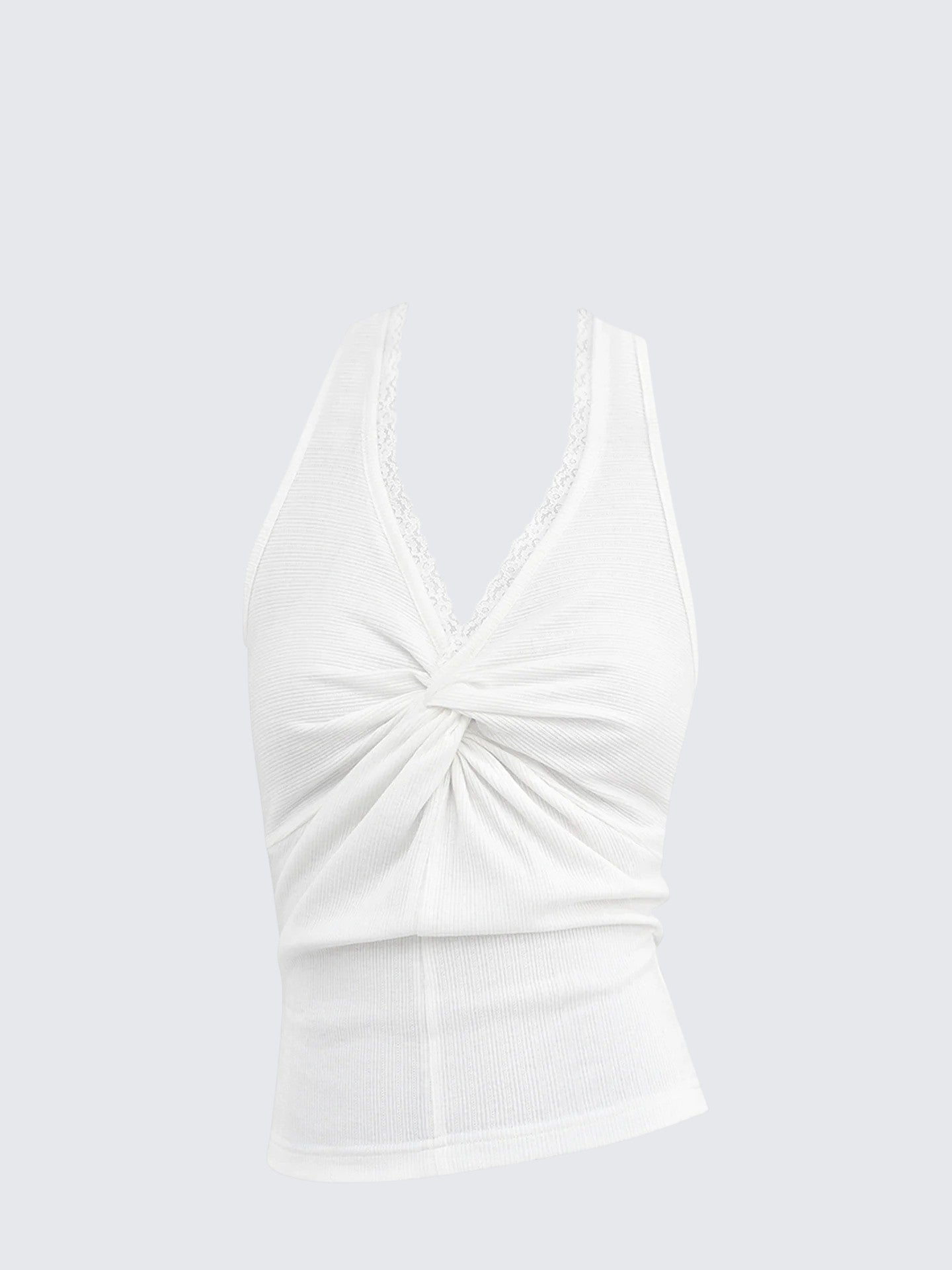 Spicy Girl White V-Knot Cami