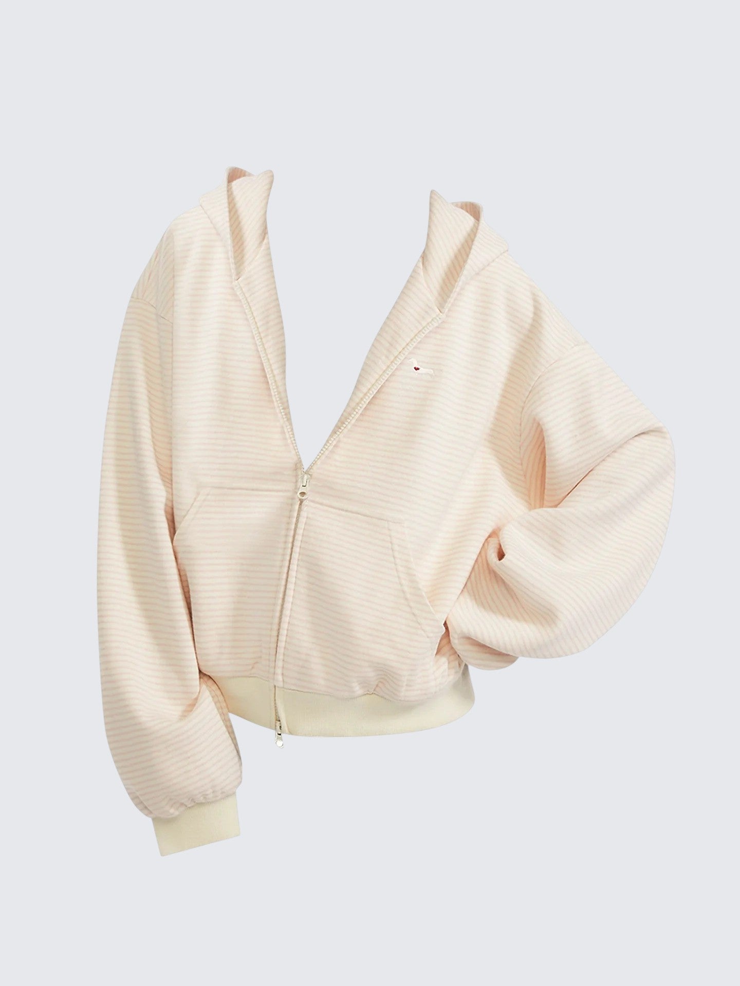 Korean Sweet Pink Striped Hoodie