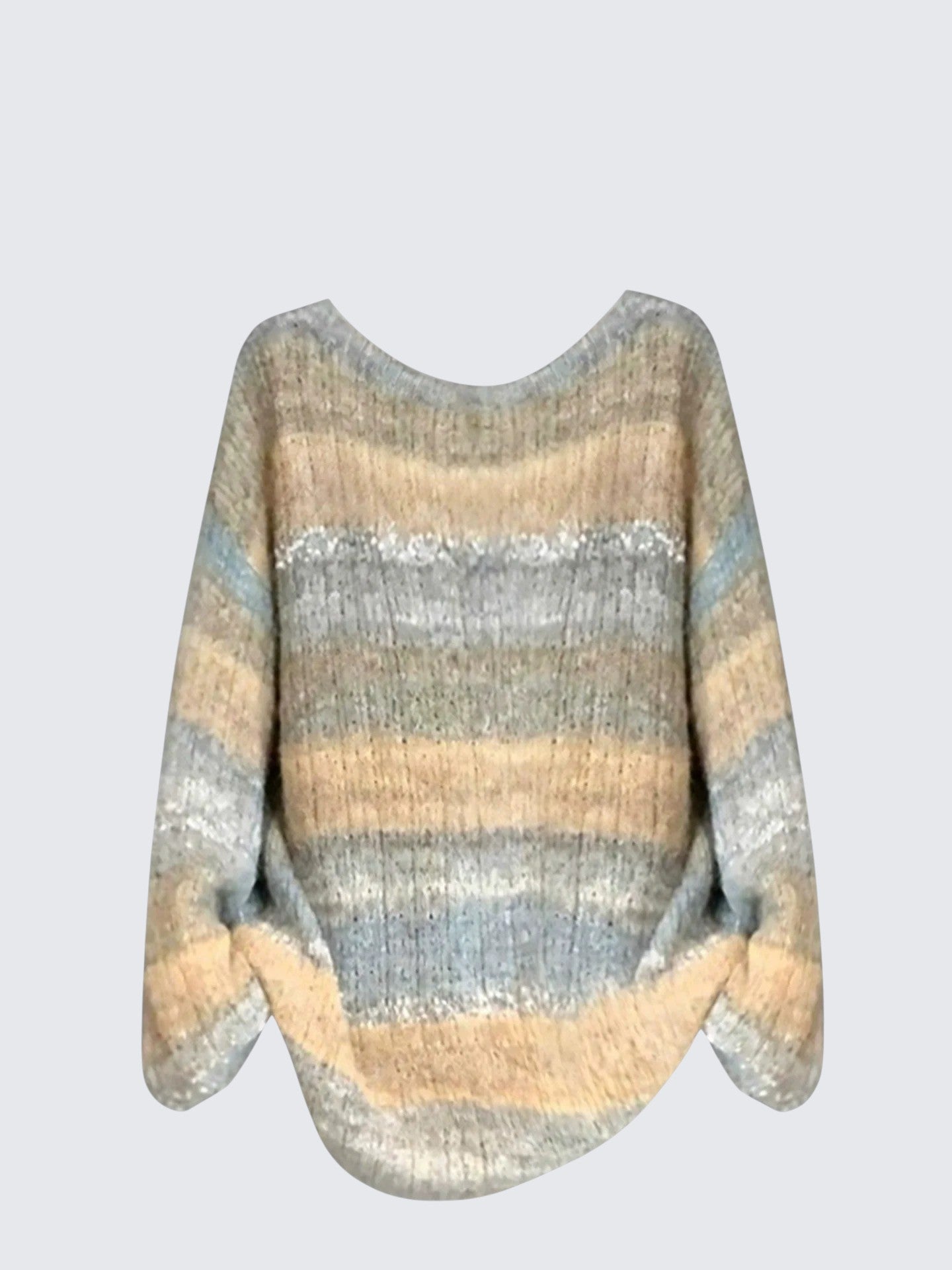 Korean Striped Off Shoulder Knit Sweater