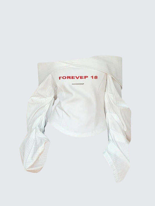 Retro Off-Shoulder Cropped Shirt