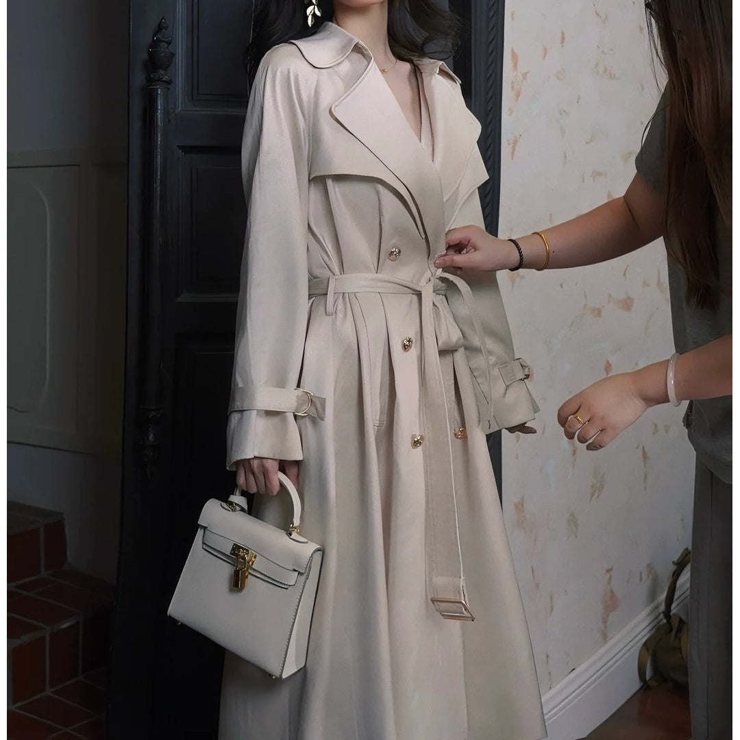 New Korean Double Breasted Long Trench Coat