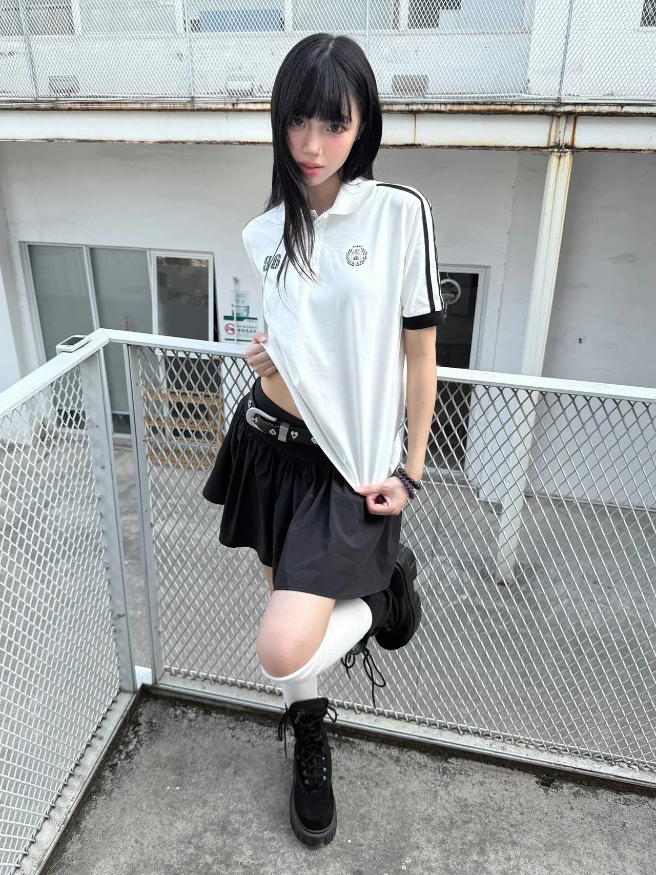 American Cooling Polo Shirt Structured Shoulder Fitted Short Sleeve Preppy Sporty Top