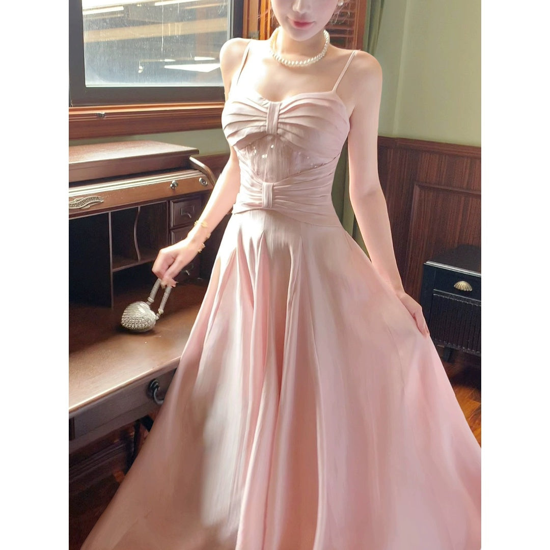 French Pink Halter Engagement & Birthday Gown Dress