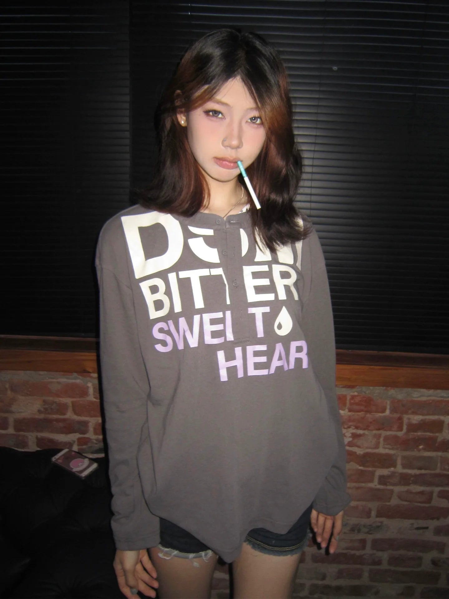 American Vintage Long Sleeve Tee Comfortable Henry Collar