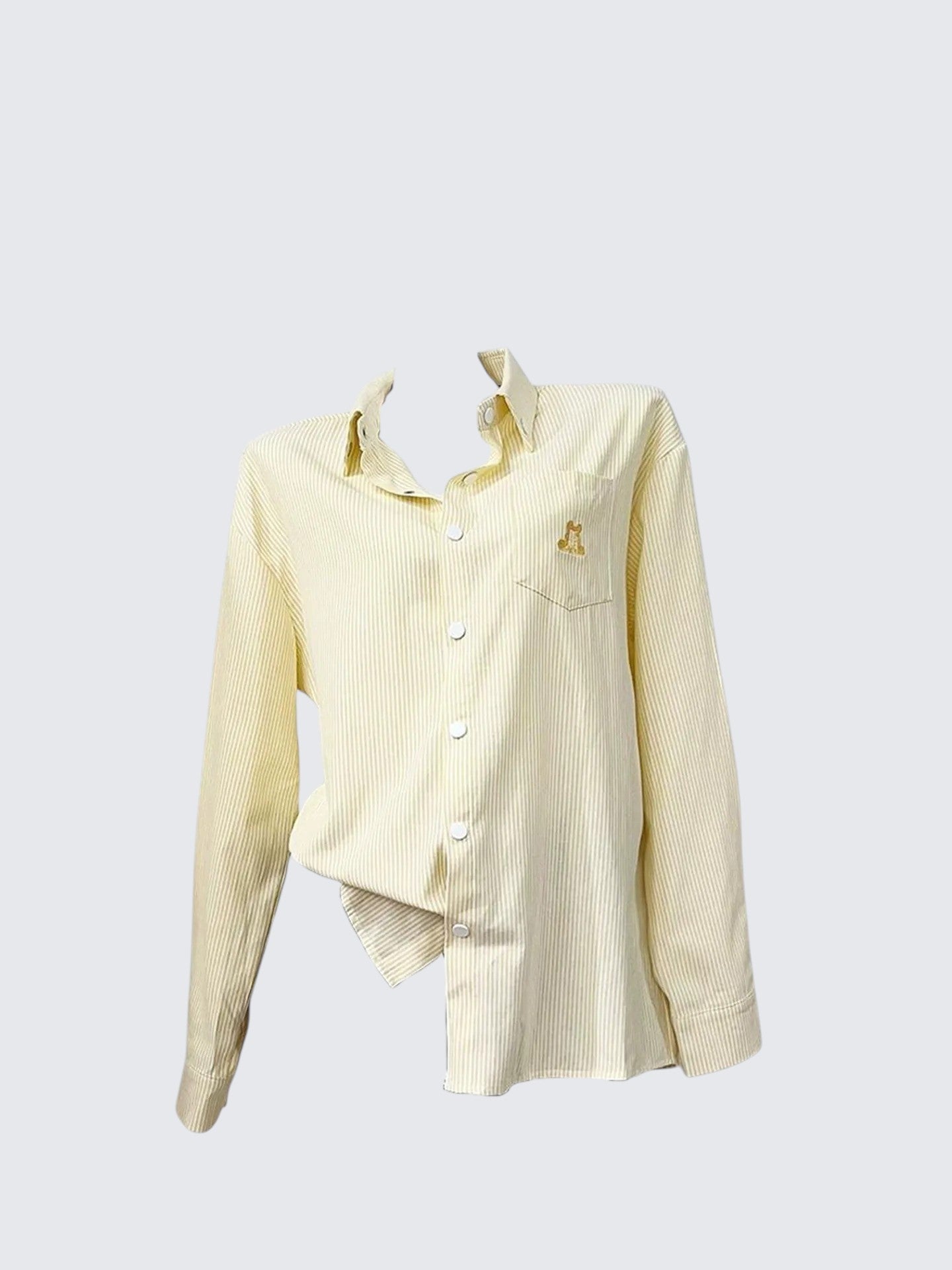 Vintage Striped Dog Embroidered Shirt