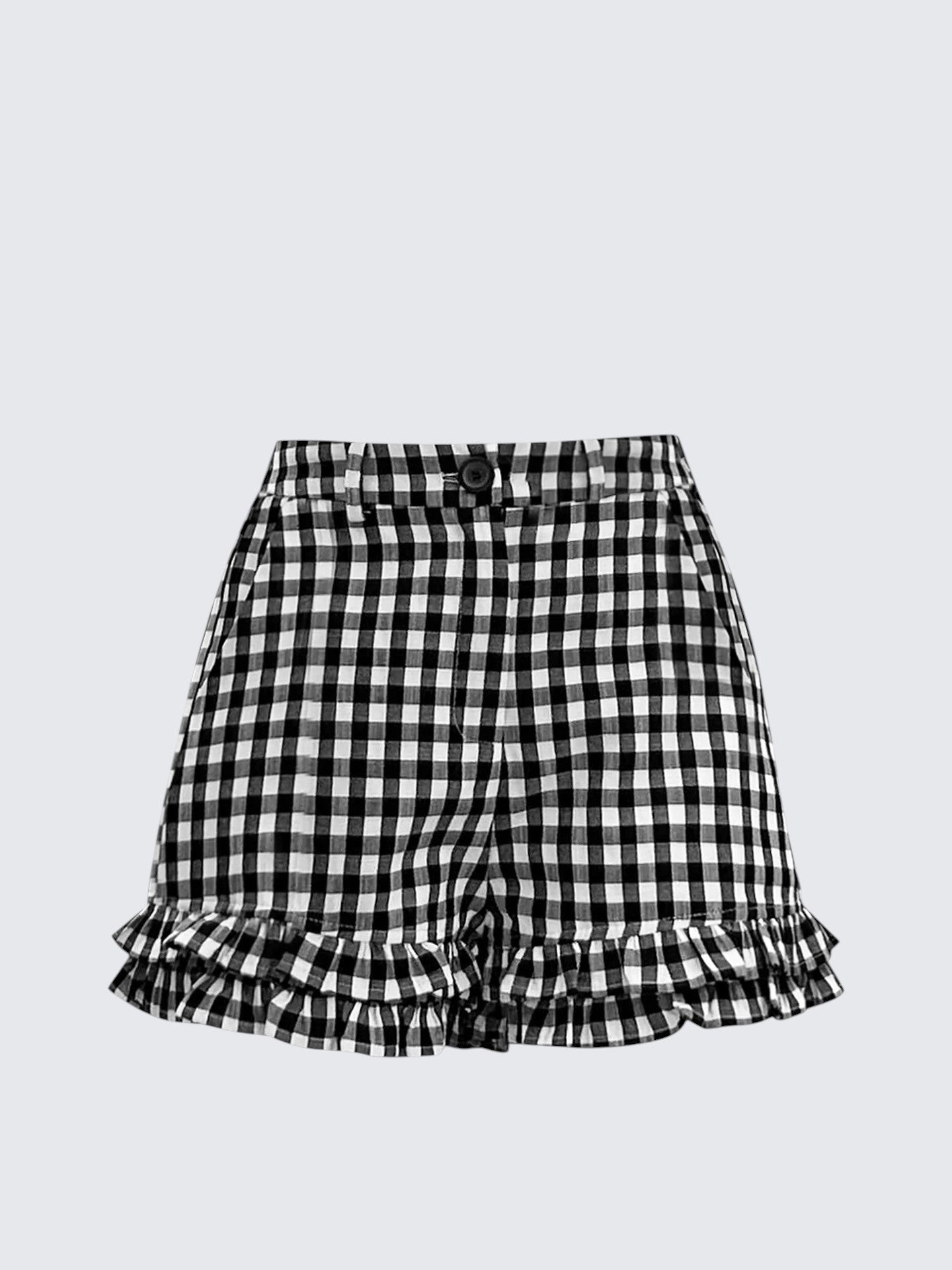 Korean Lace Check High-Waist Pants