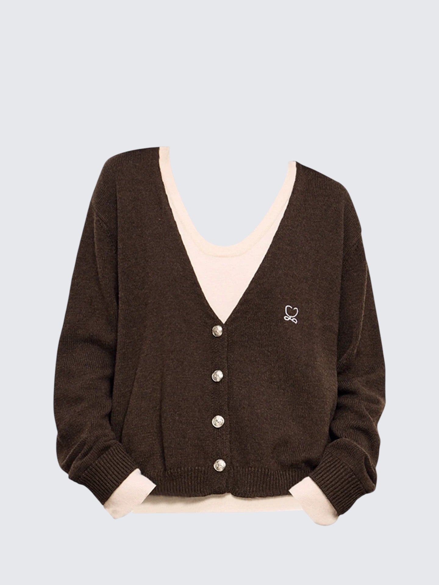 Korean Fake Two Tone Knit Cardigan