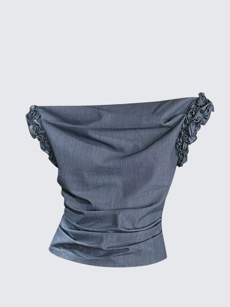 French Bloom Bustier One-Shoulder Tee