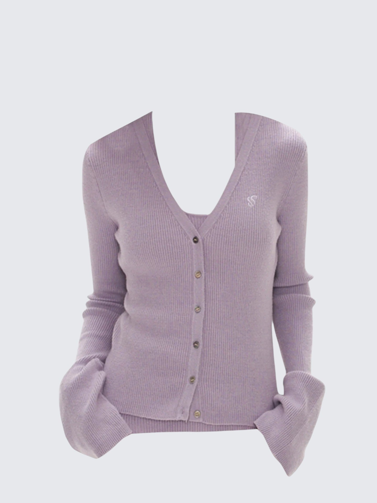 Purple Knit Cardigan Set