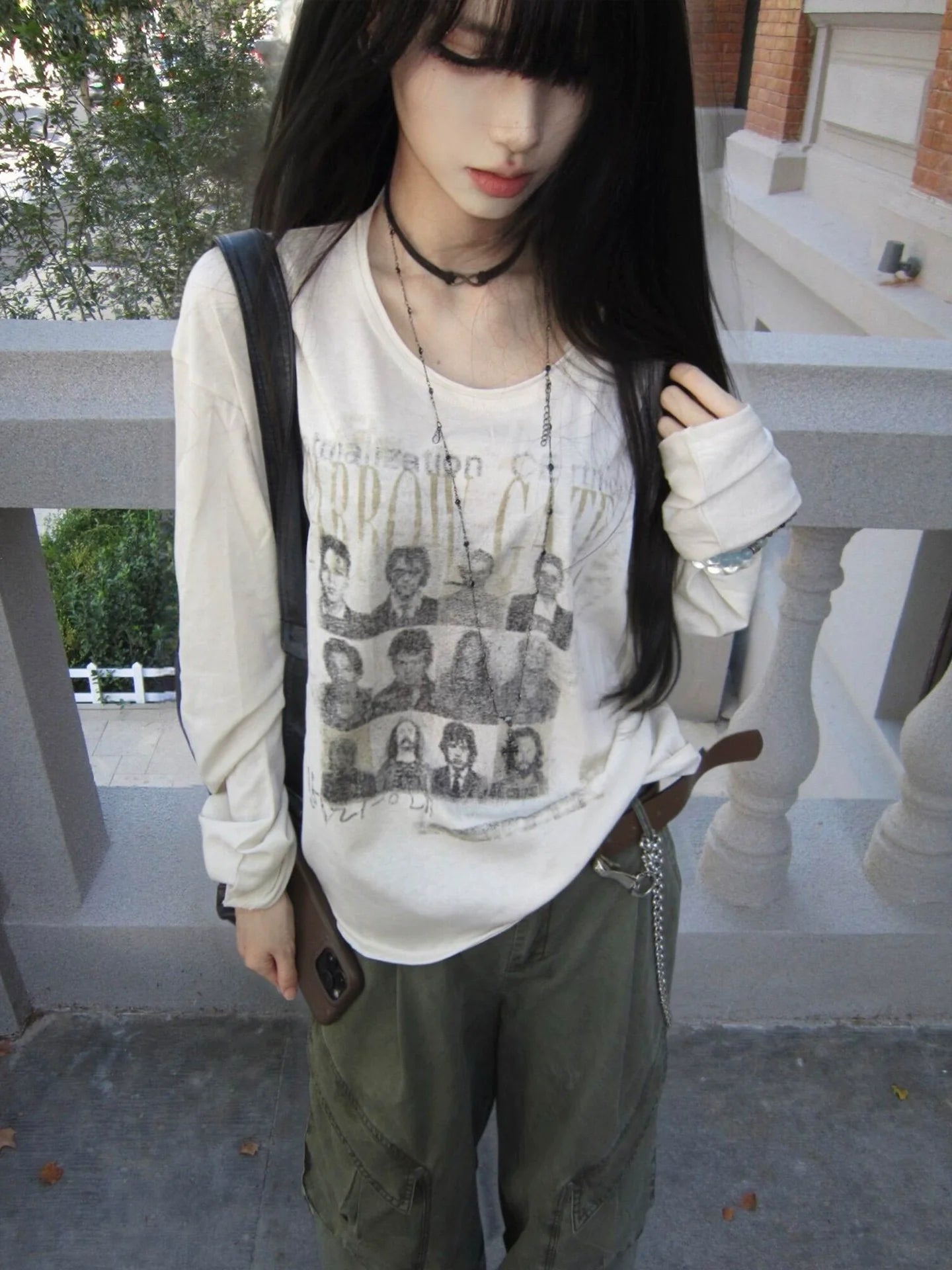 Y2K Aesthetic Sheer Snow Cotton Long Sleeve T-Shirt Autumn Slim Fit Cropped Base Layer Top