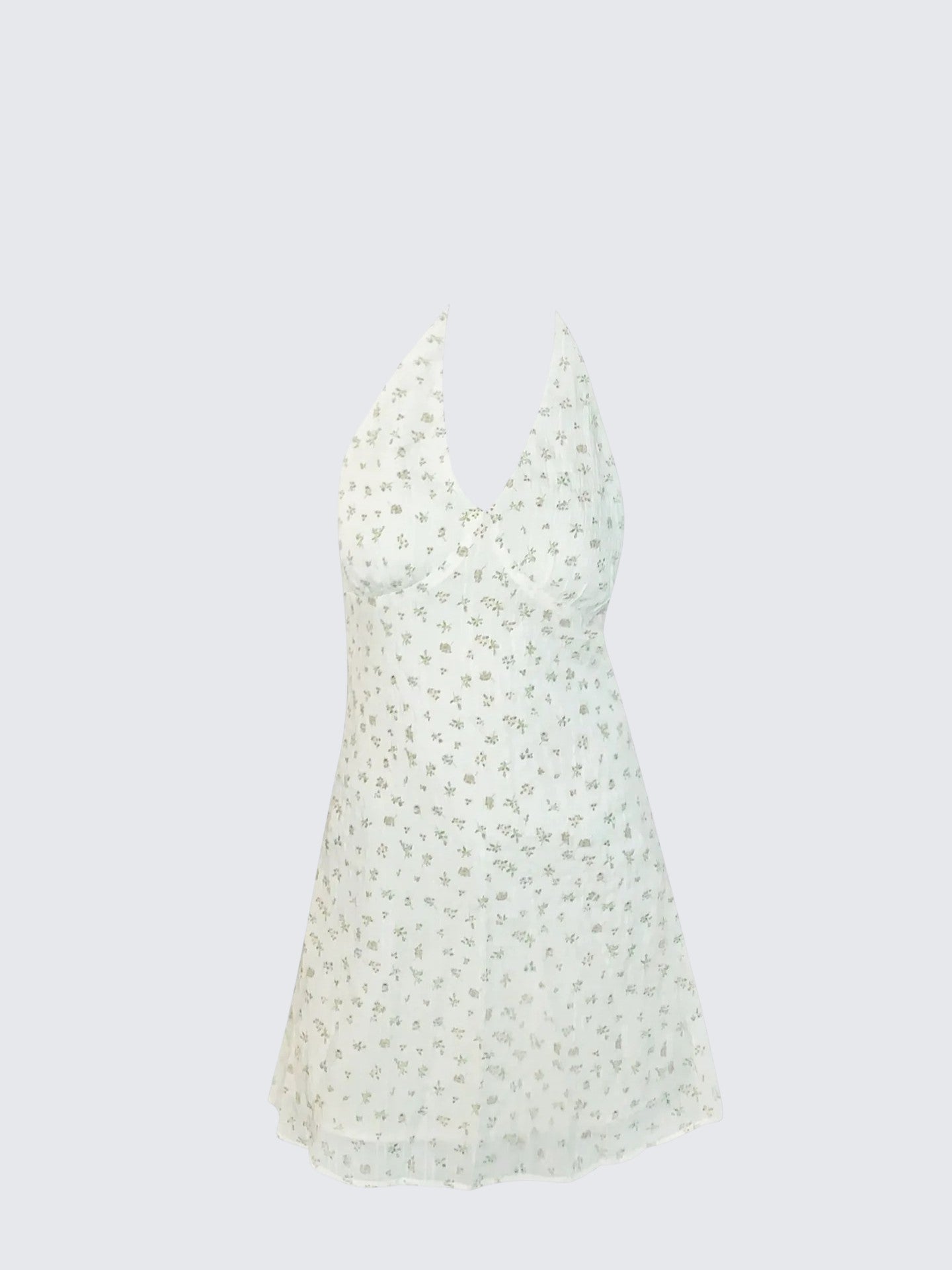 French Floral Halter A-Line Dress
