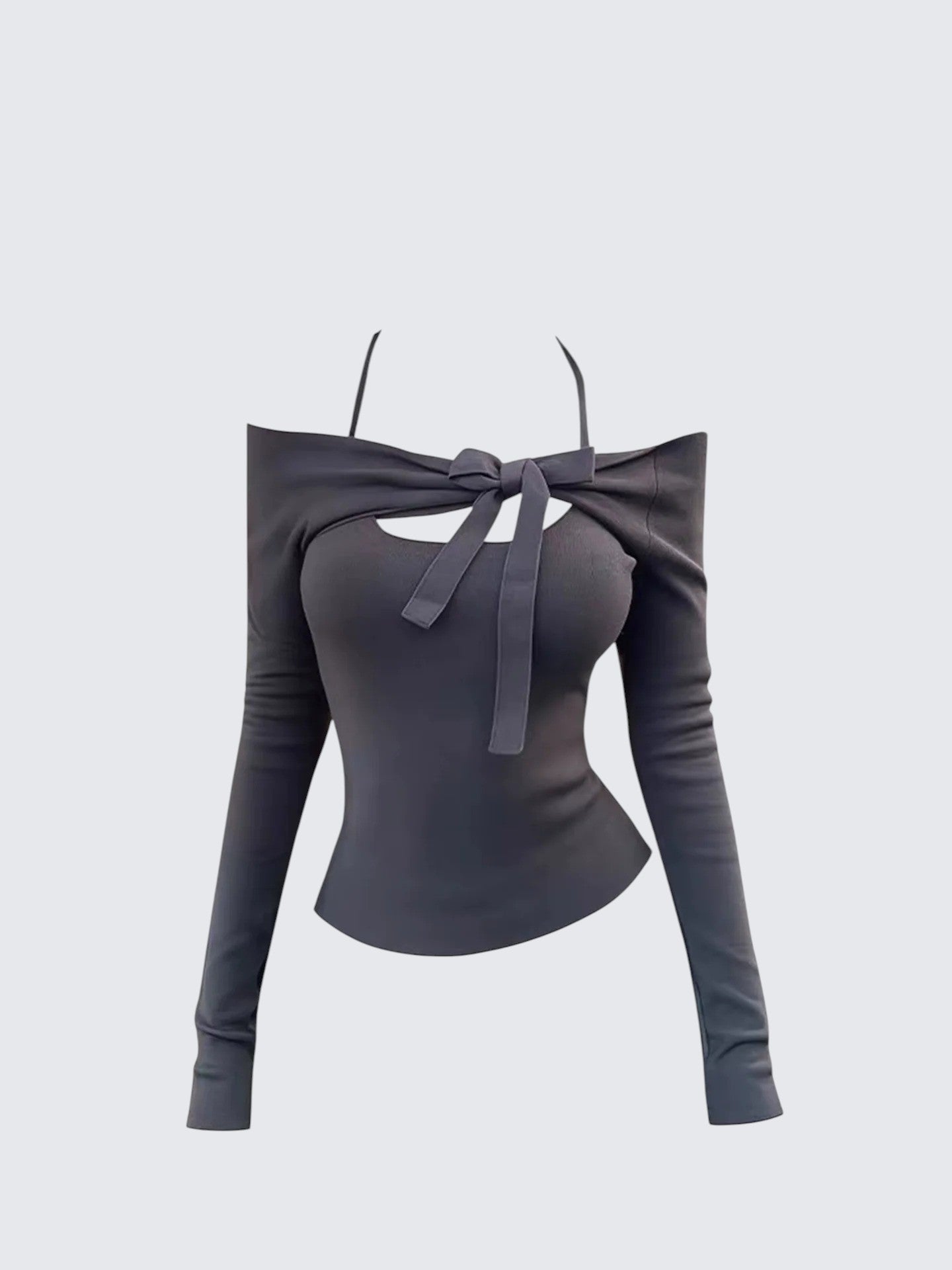 Edgy One Shoulder Bow Knit Top