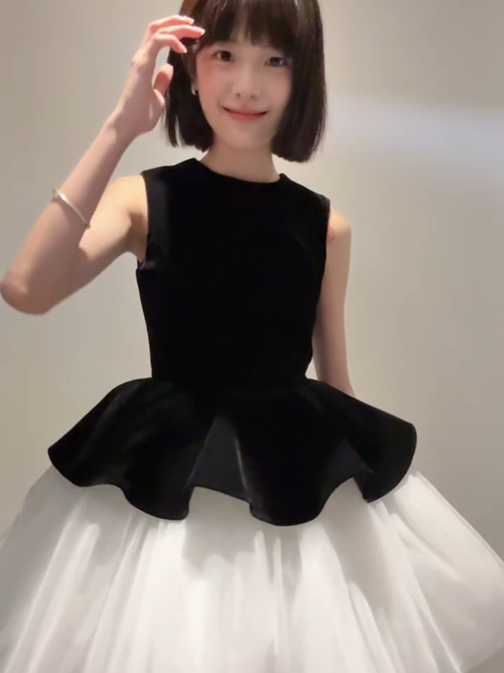 Black 3D Velvet-Mesh Ballet-Inspired Tutu Dress