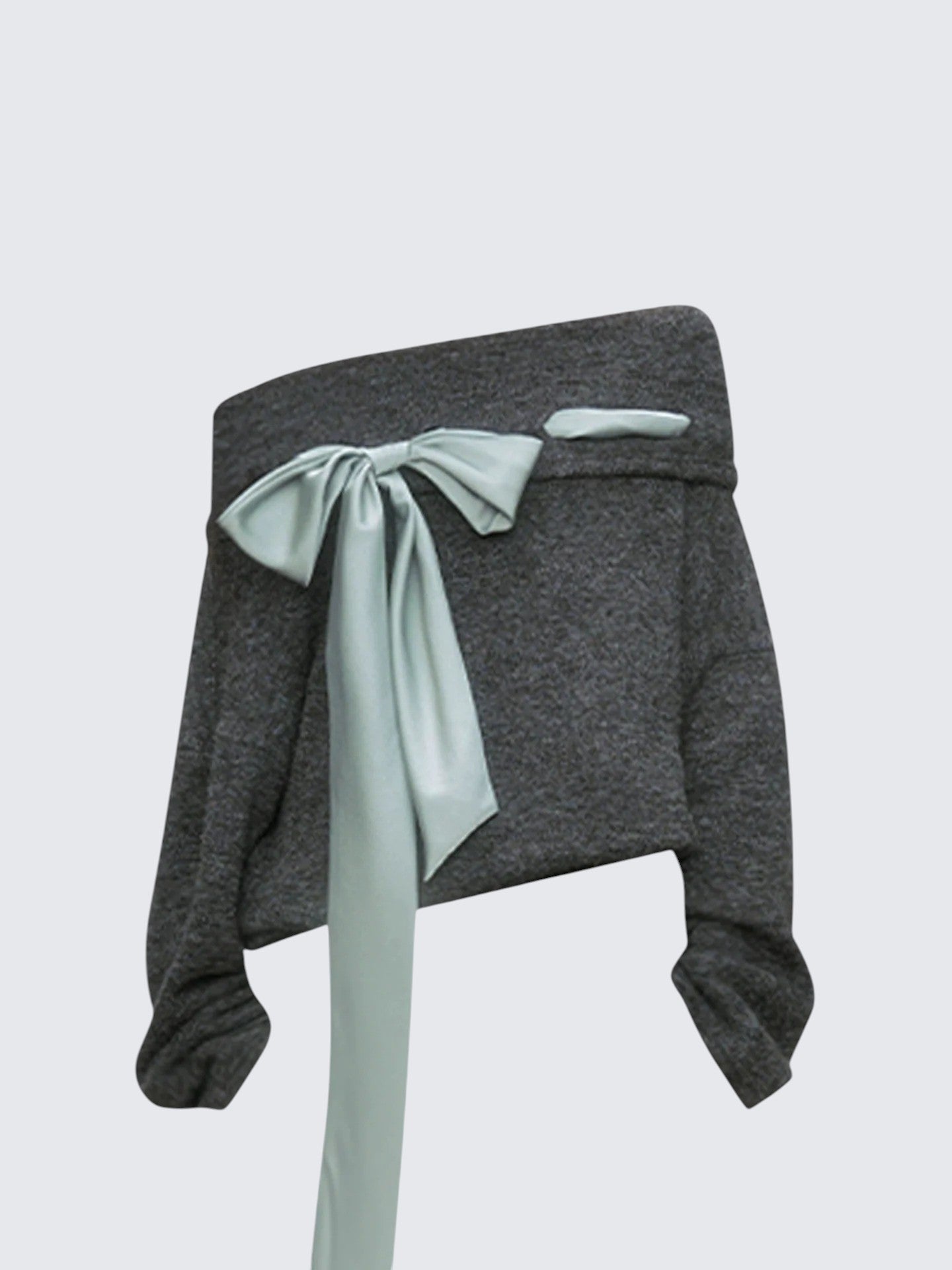Off-Shoulder Bow Knit Sweater