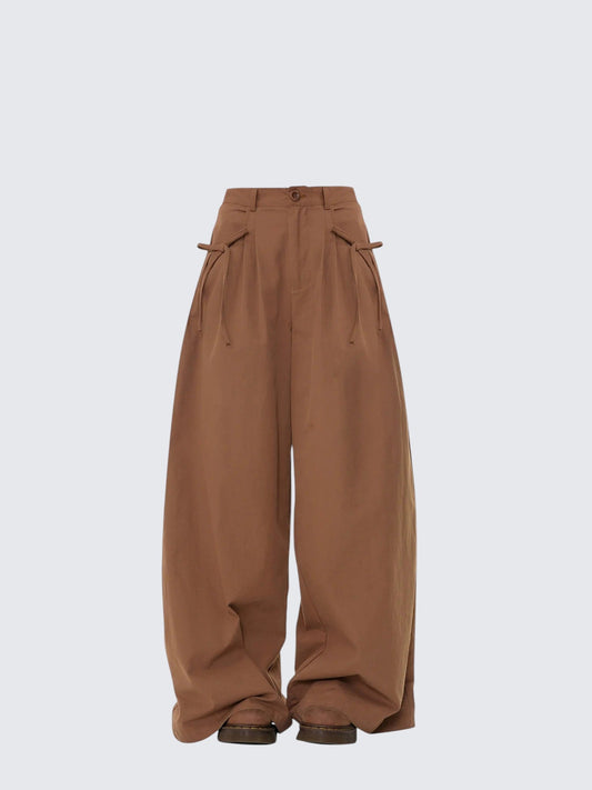 Vintage Bow Wide-Leg Pants