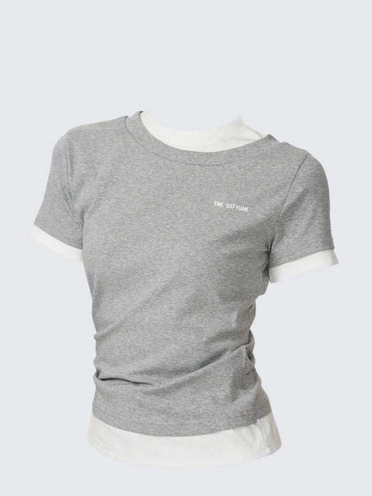 American Edgy Layered Colorblock T-Shirt