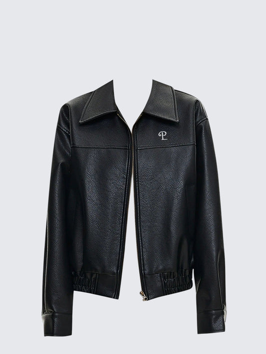 American Embroidered PU Leather Jacket