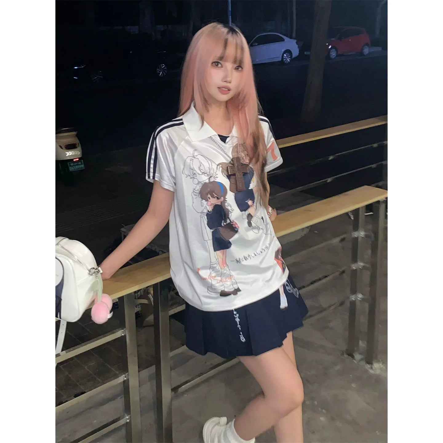 Y2K Comic Girl Polo Top for Summer