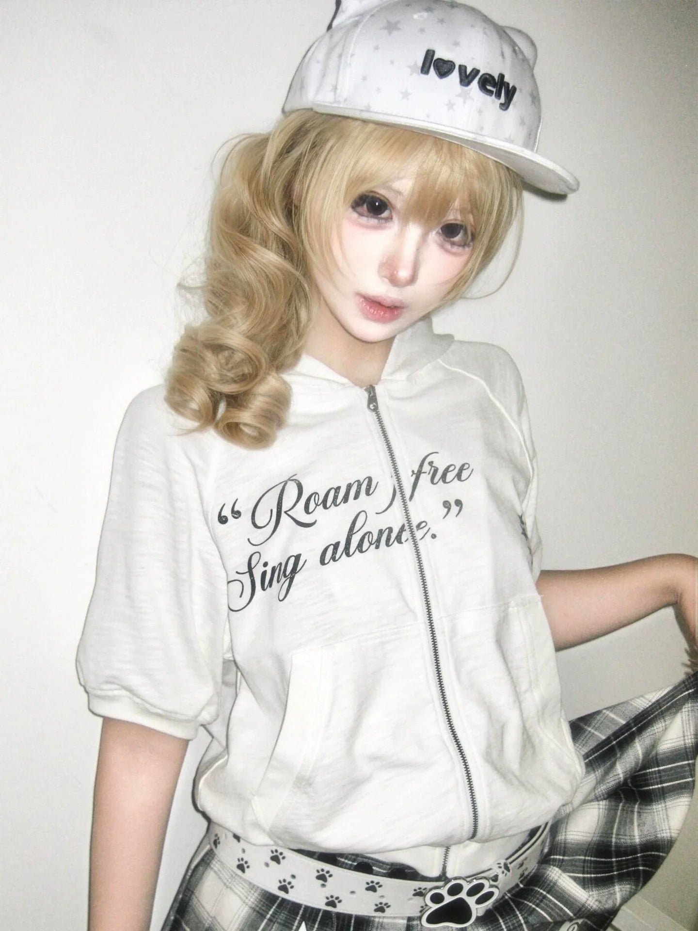 Y2K Light Subculture Hooded Short Sleeve Cardigan Vintage Print Layered Top