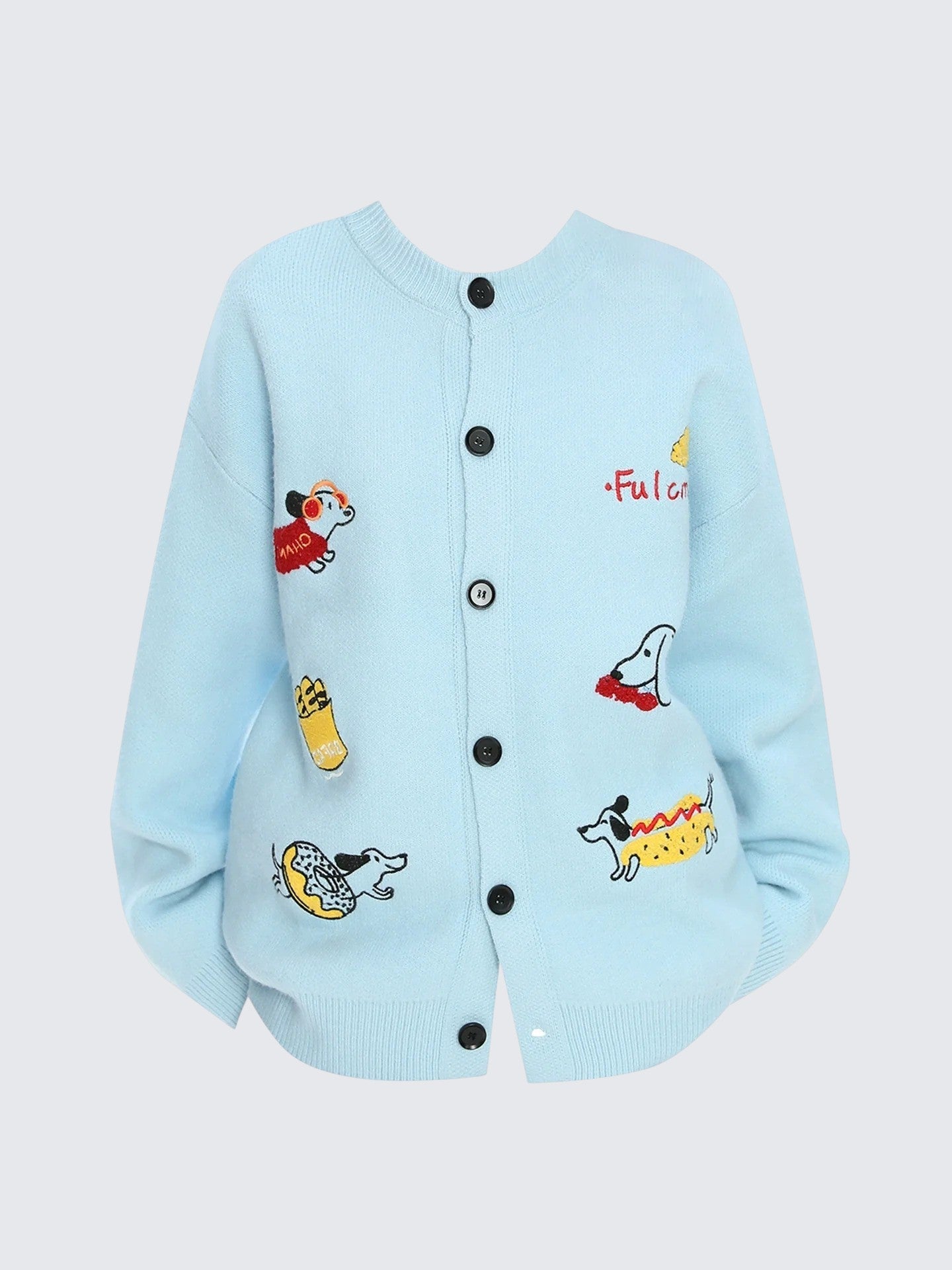 Vintage Dachshund Intarsia Knit Cardigan