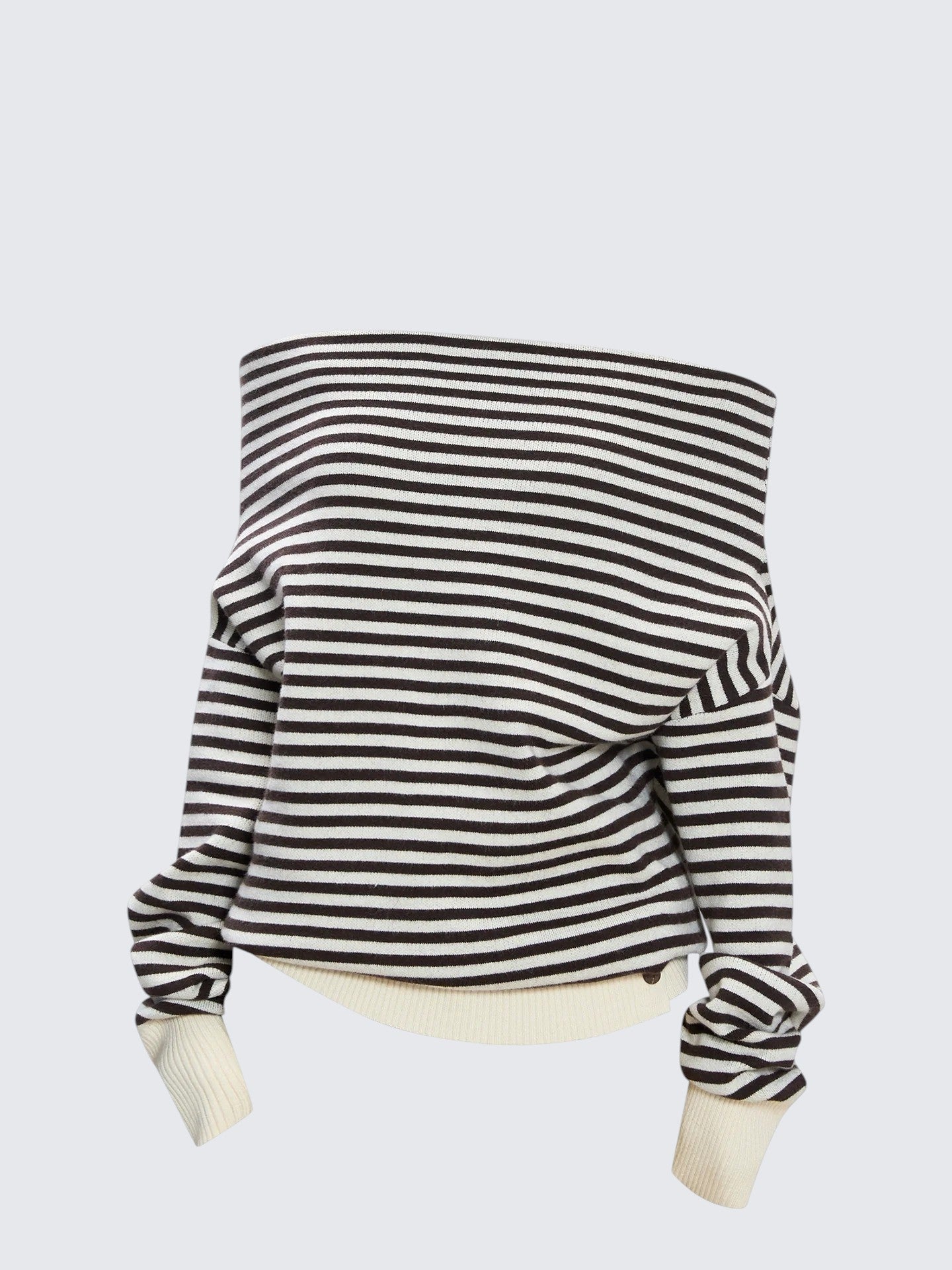 Korean Striped Off Shoulder Sweater