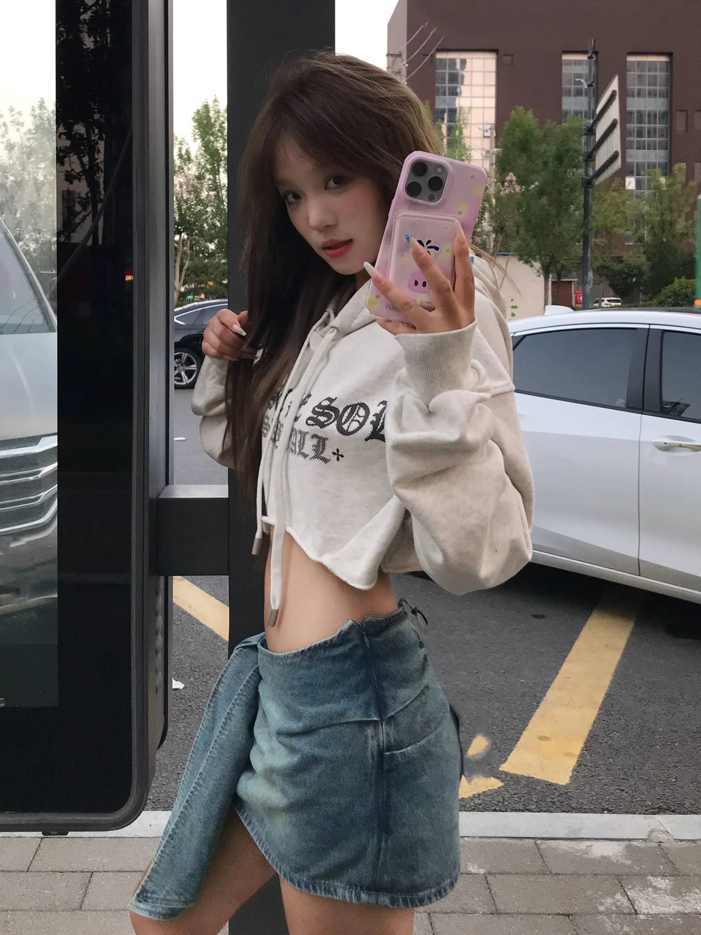 Retro Cropped Hoodie Goth Letter Print Y2K Top