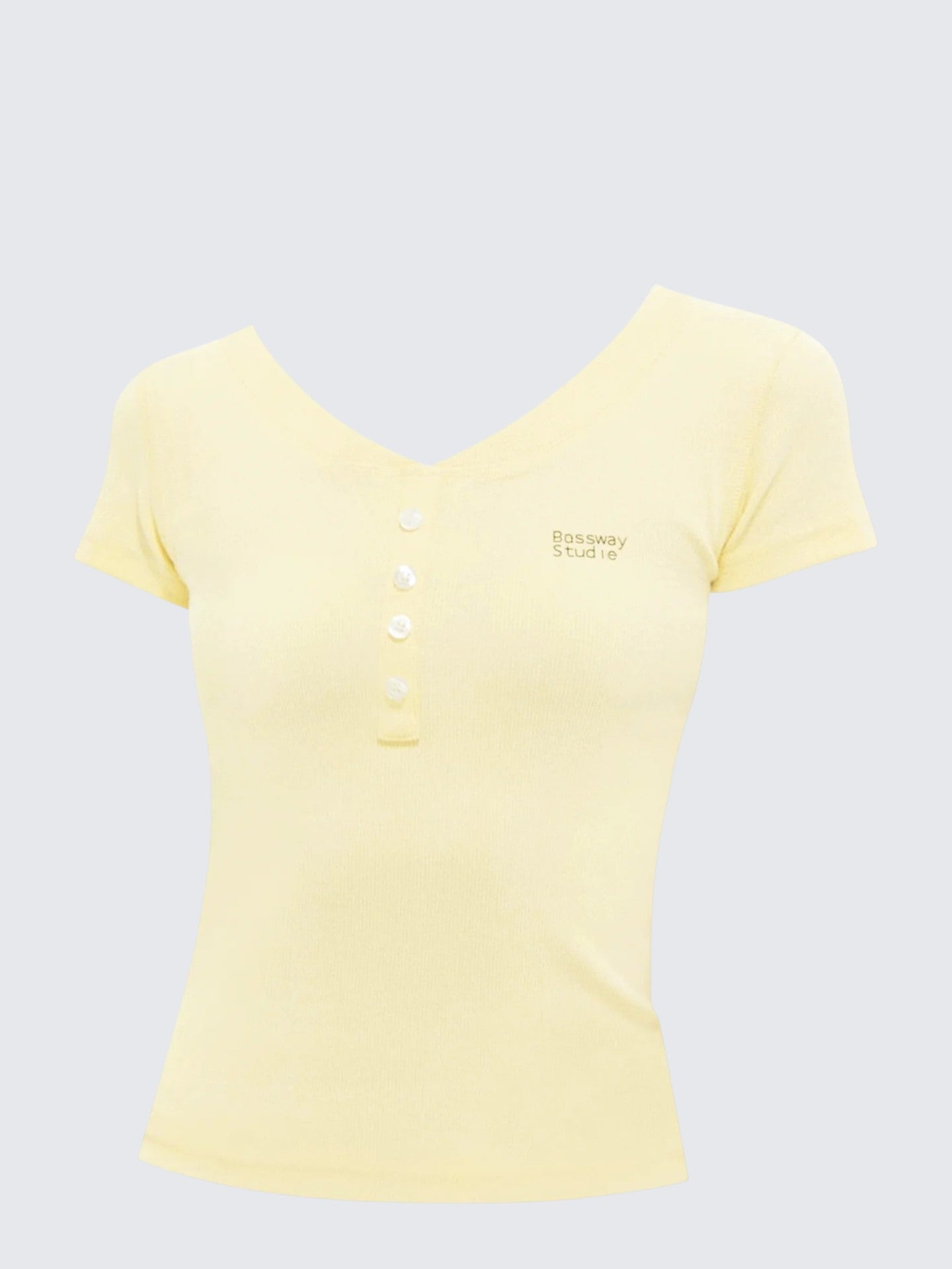 Basic V-Neck Button Tee