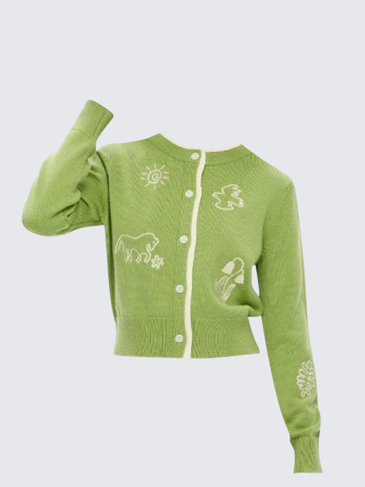 Embroidered Layered Knit Cardigan Women