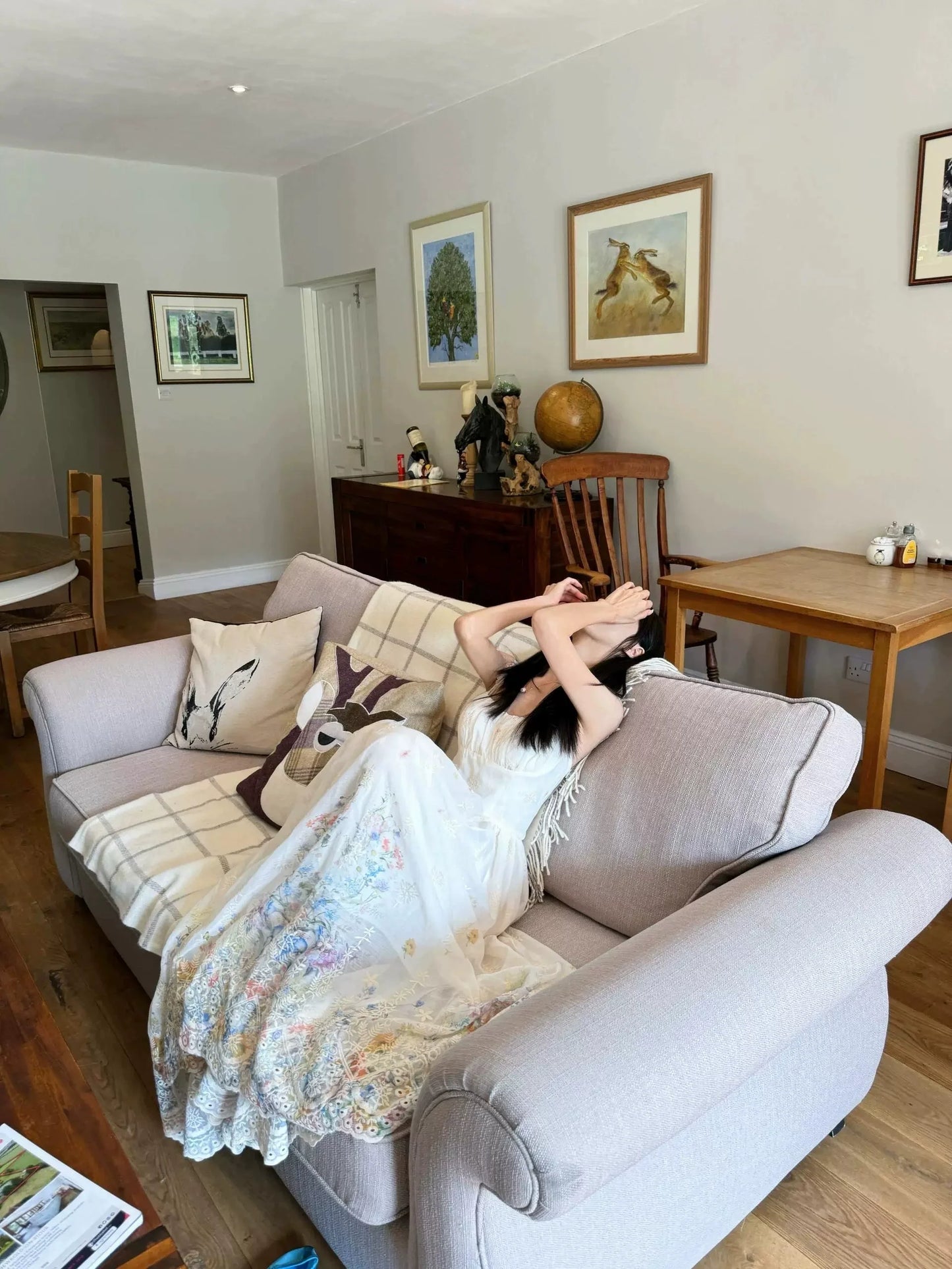 Secret Garden Heavy Embroidery Spaghetti-Strap Beach Dress