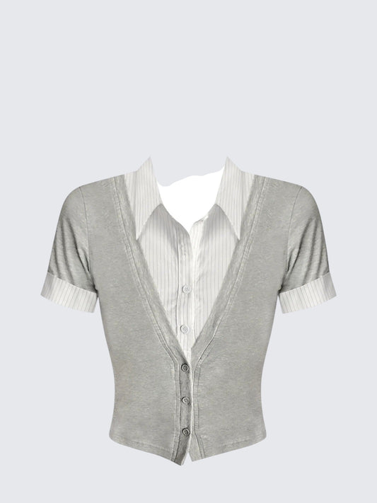 Vintage Layered Stripe Polo Tee