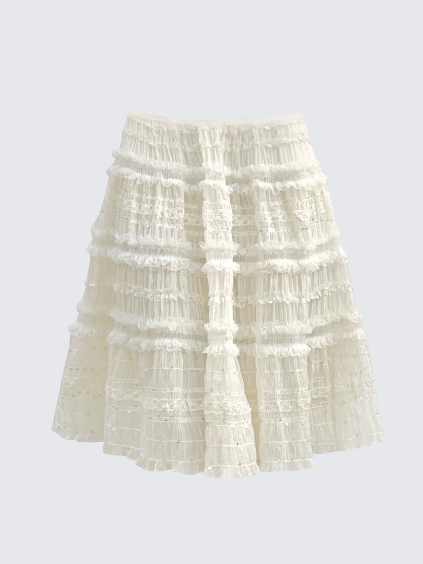 French Lace Pleated A-Line Skirt