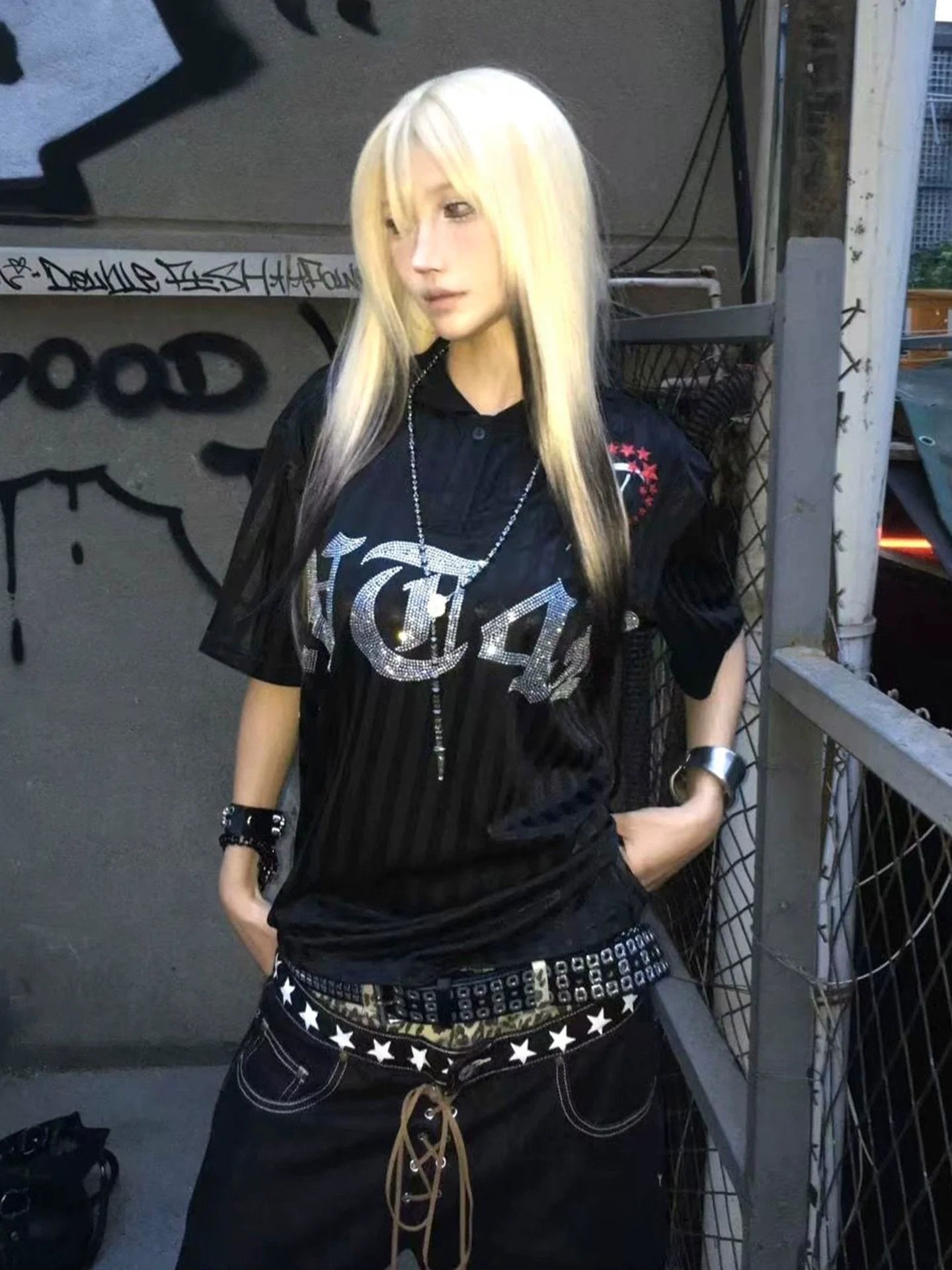 Y2K Death Embroidered Polo Shirt for Summer