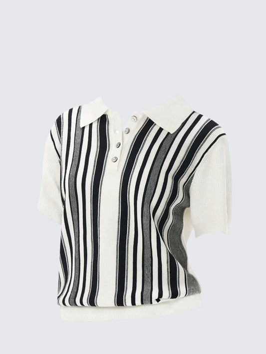 American Striped Polo Short Sleeve T-Shirt