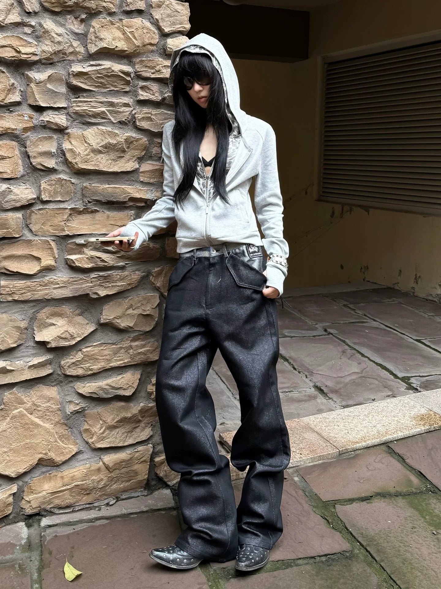 Y2K Patchwork Leopard Hoodie Jacket for Early Autumn