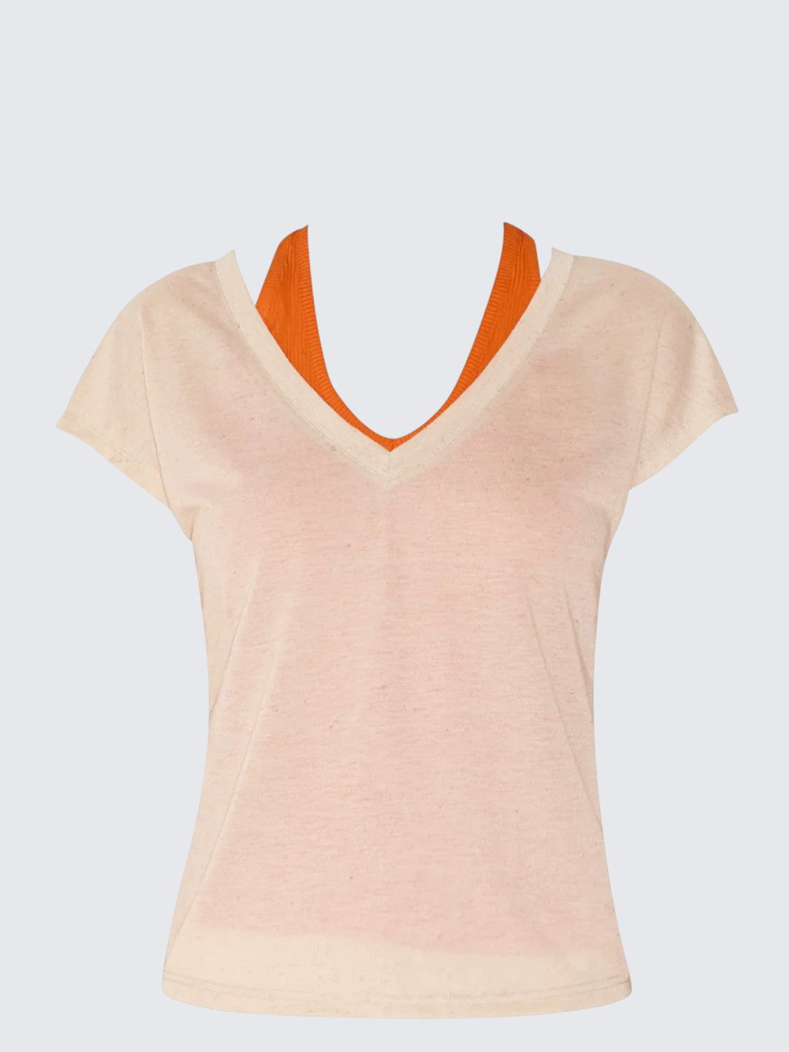 Oatmeal V-Neck Cap Sleeve Tee Set