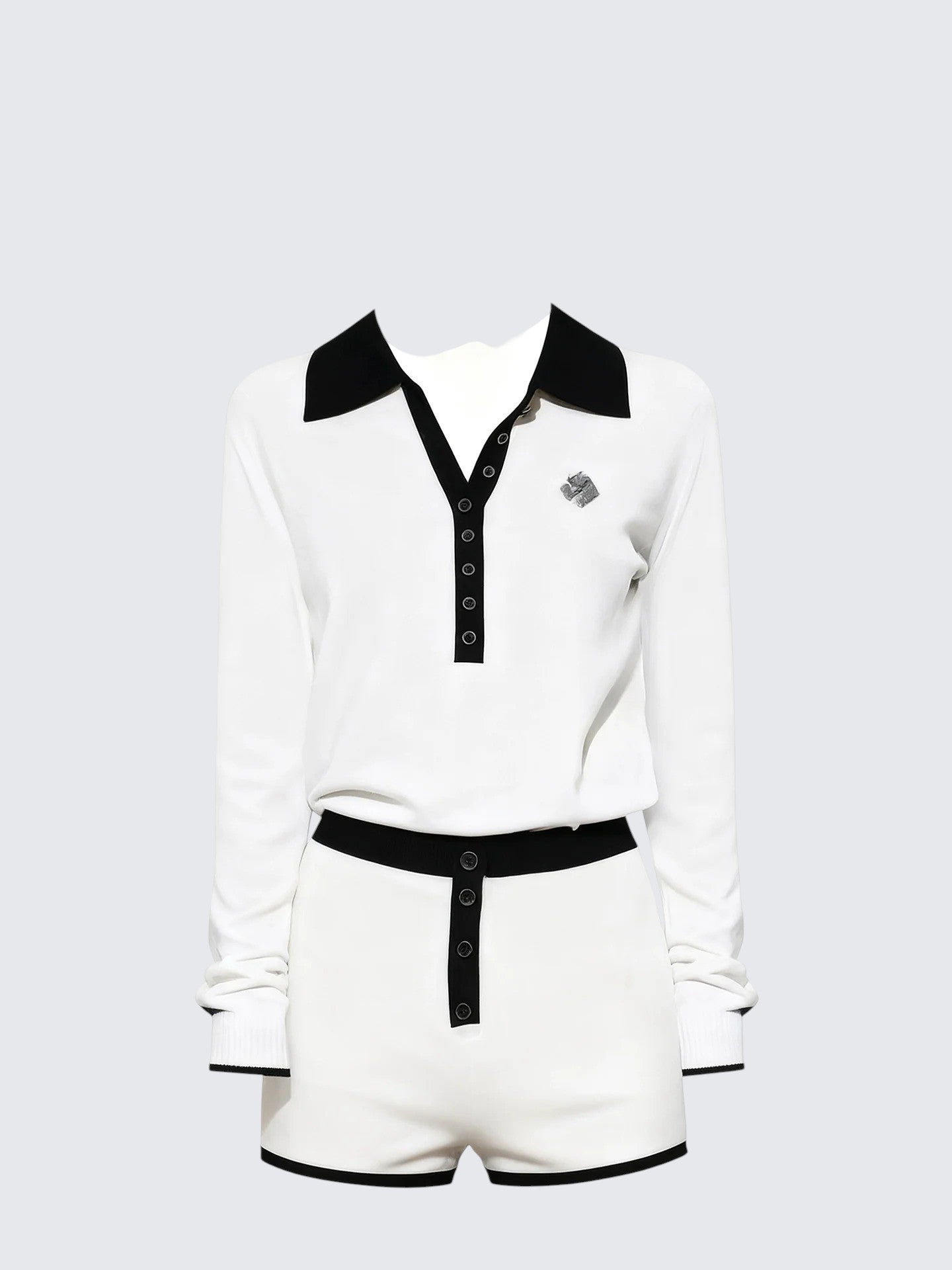 Henley Polo Knit Set Women