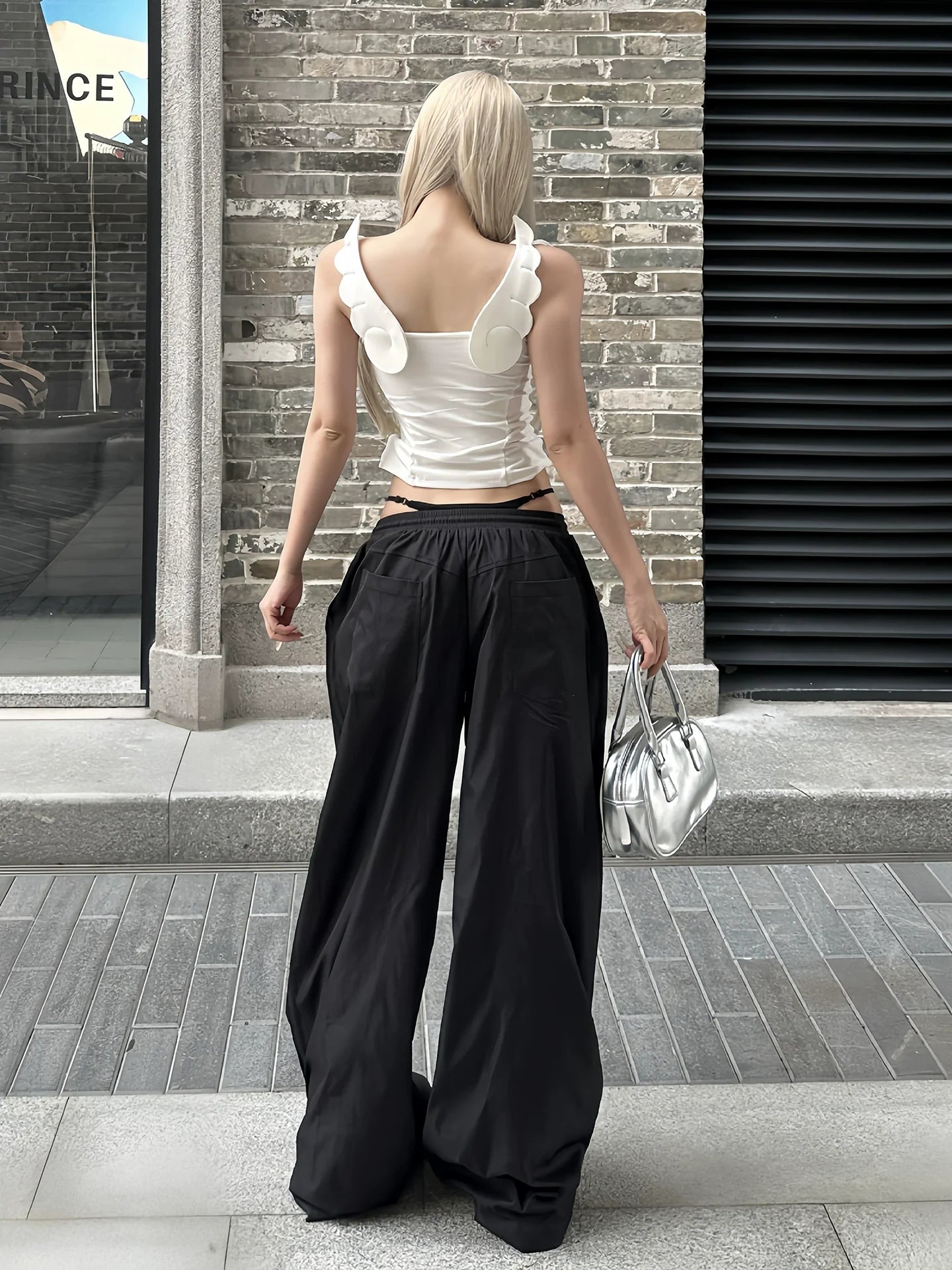 Retro Low Waist Wide Leg Pants Casual Trousers