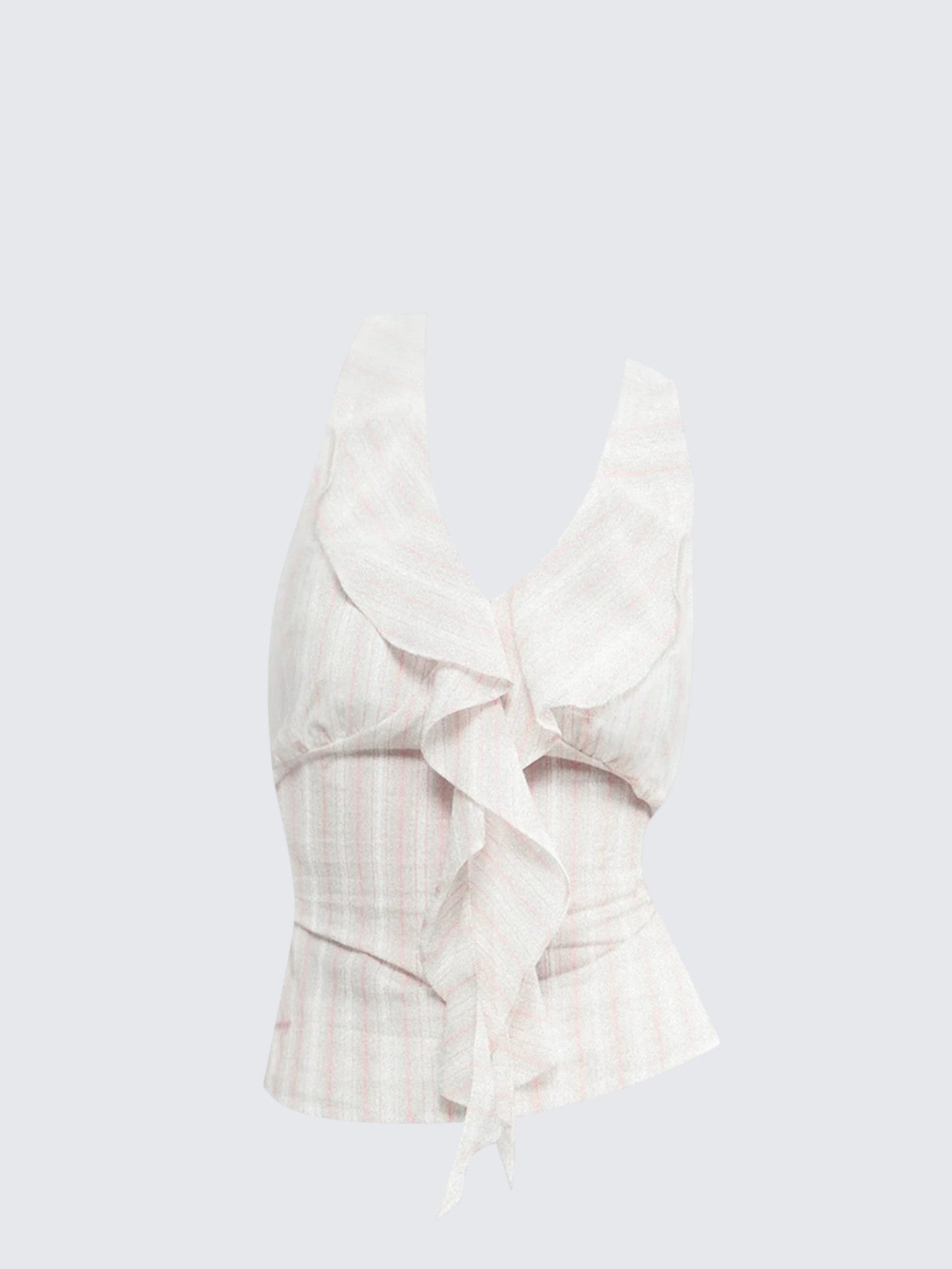 Korean Stripe Lace Sleeveless Top