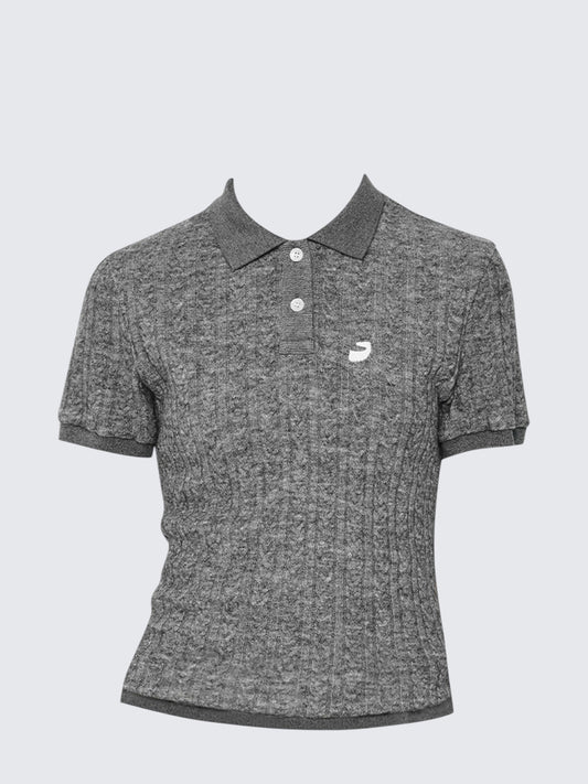 Vintage Cable Knit Polo Top