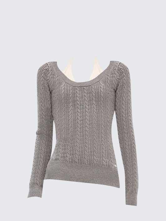 Vintage Lace Cable Knit Top