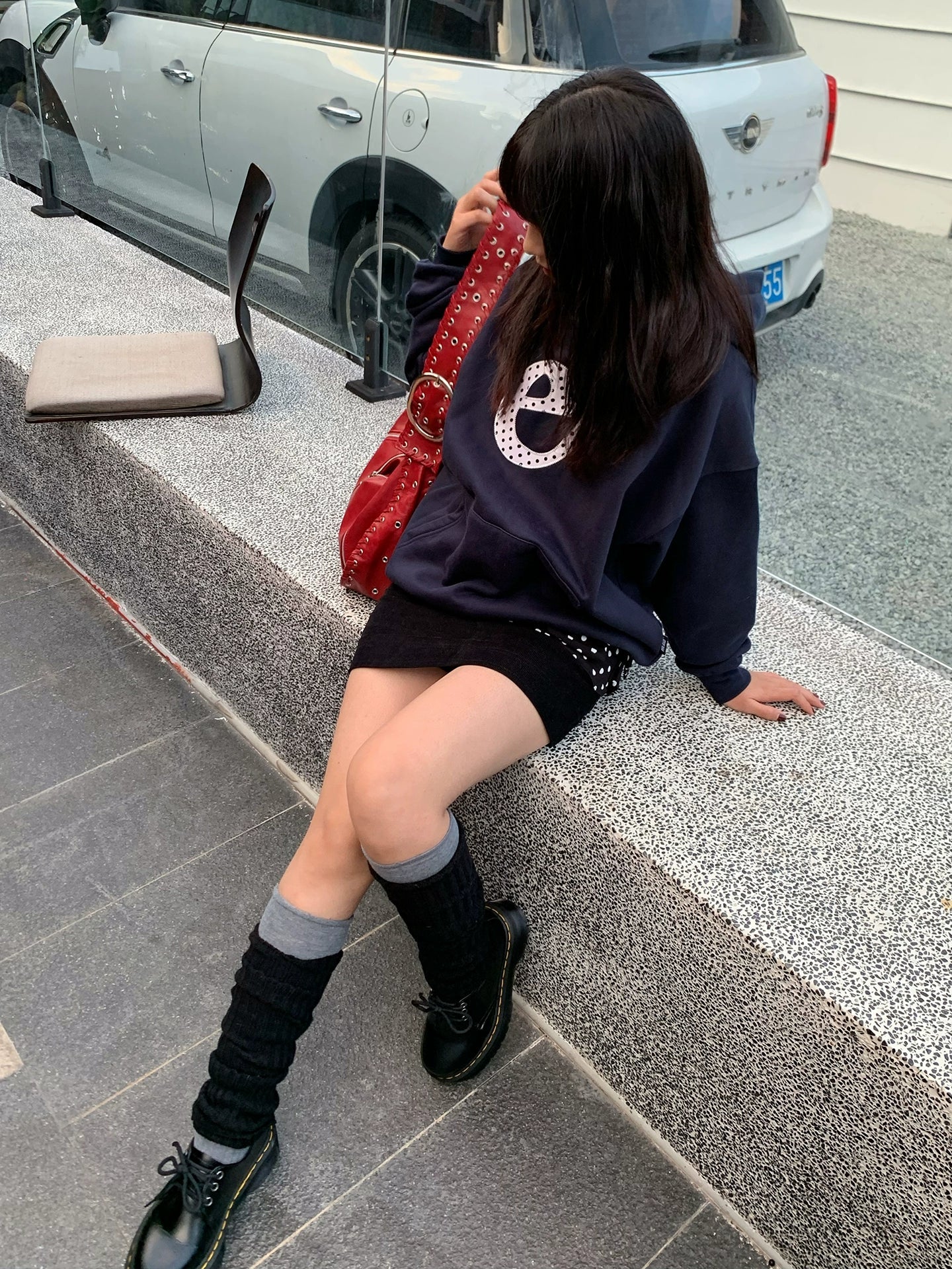 Vintage Polka Letter Embroidered Hoodie Zip-Up for Autumn Winter