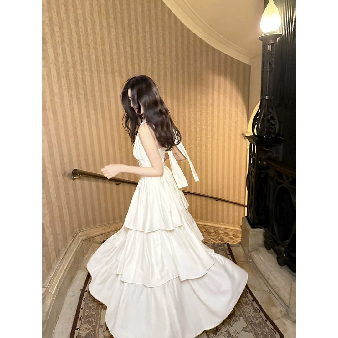 Halter Waist Princess Cake Gown Dress