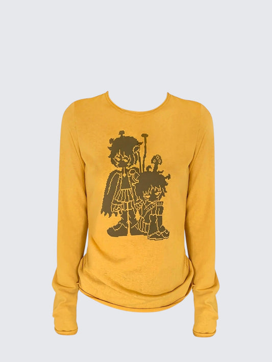 Dopamine Cartoon Print Long Sleeve Tee