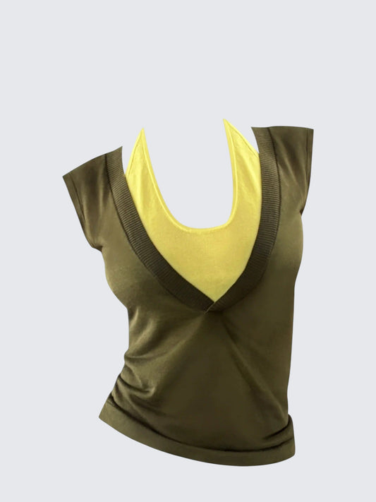 Contrast Knit Halter Top