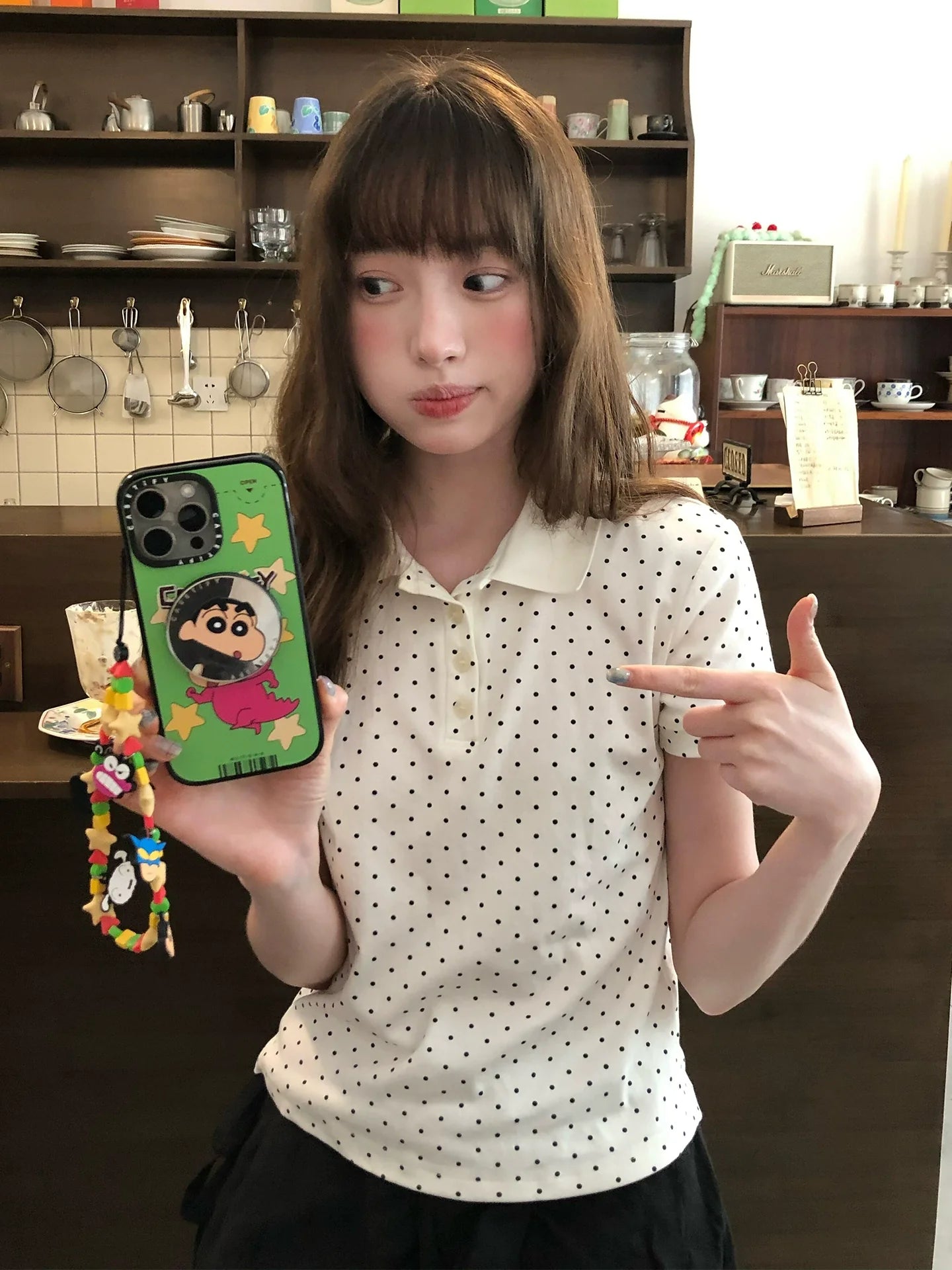 Vintage Polka Polo Top for Summer